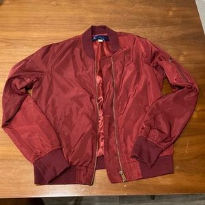 maroon bomber jacket